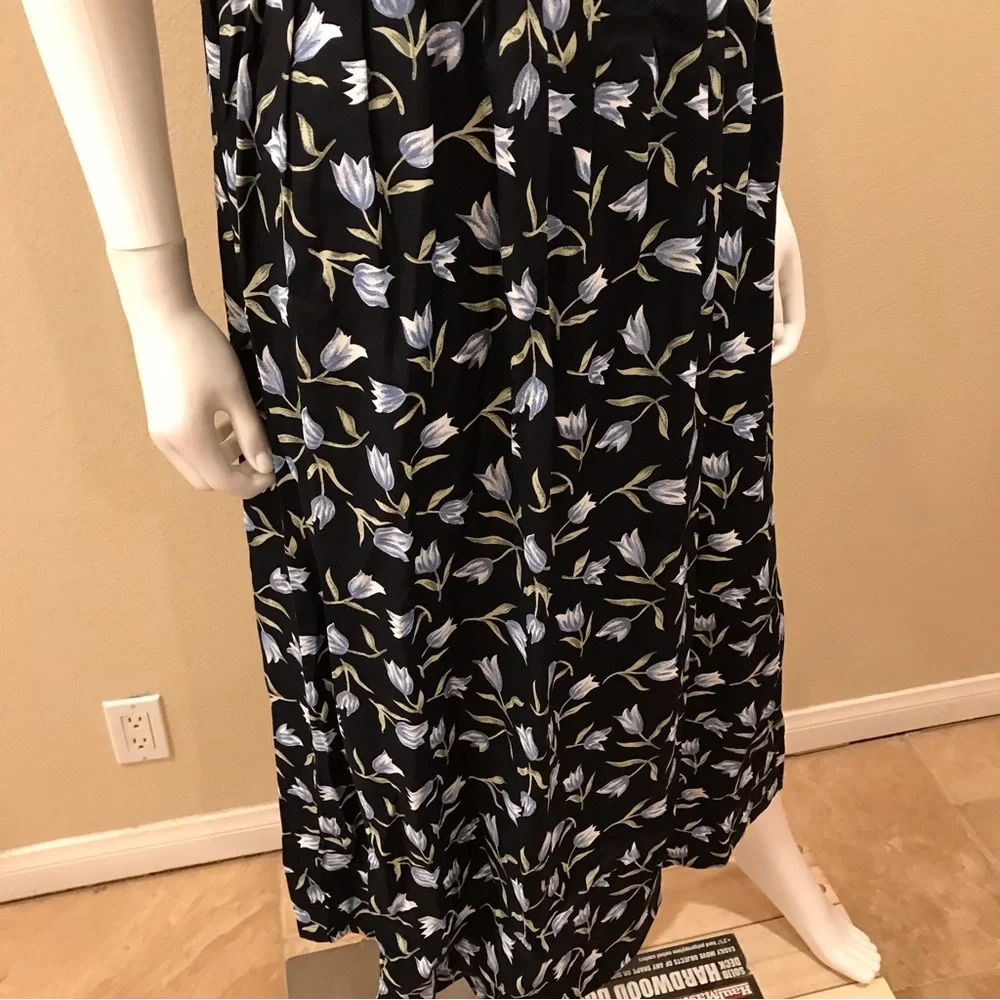 Vintage 90s Worthington Floral Dress NEW Size 14 Navy Blue Tulips Short Sleeve - Picture 10 of 15